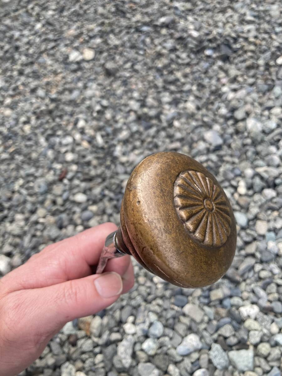 当時物ブラス製30s菊模様ビンテージUSA製 シフトノブ チョッパー ナックル パン ショベルサイドバルブ アイアン ベイツ拍卖