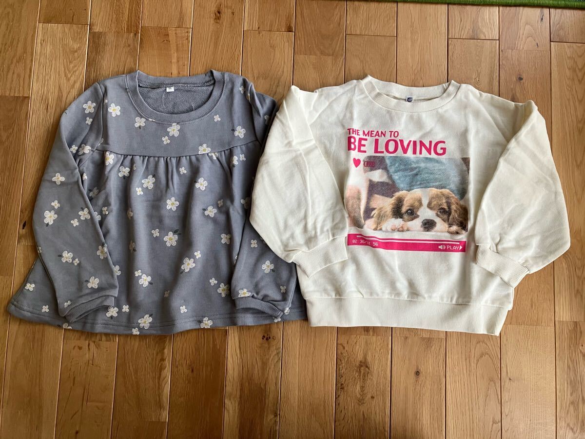 新品 女の子 キッズ 薄手トレーナー セット 白 ブルー 120センチ拍卖