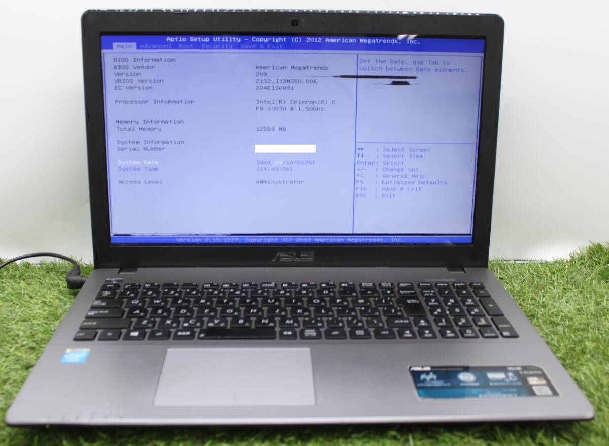 【☆ASUS/ジャンク品,激安☆】ノート/ASUS R510CA-XX508V /インテル Celeron 1007U/HDD無/液晶やキーボード等の部品取りに/起動〇【7616】拍卖