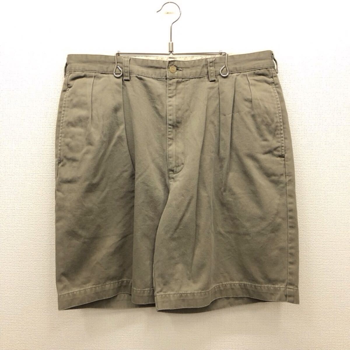 【GI018】POLO RALPH LAUREN W36 ツータック チノハーフパンツ カーキ メンズブランド古着 ポロ ラルフローレン ショートパンツ 送料無料拍卖