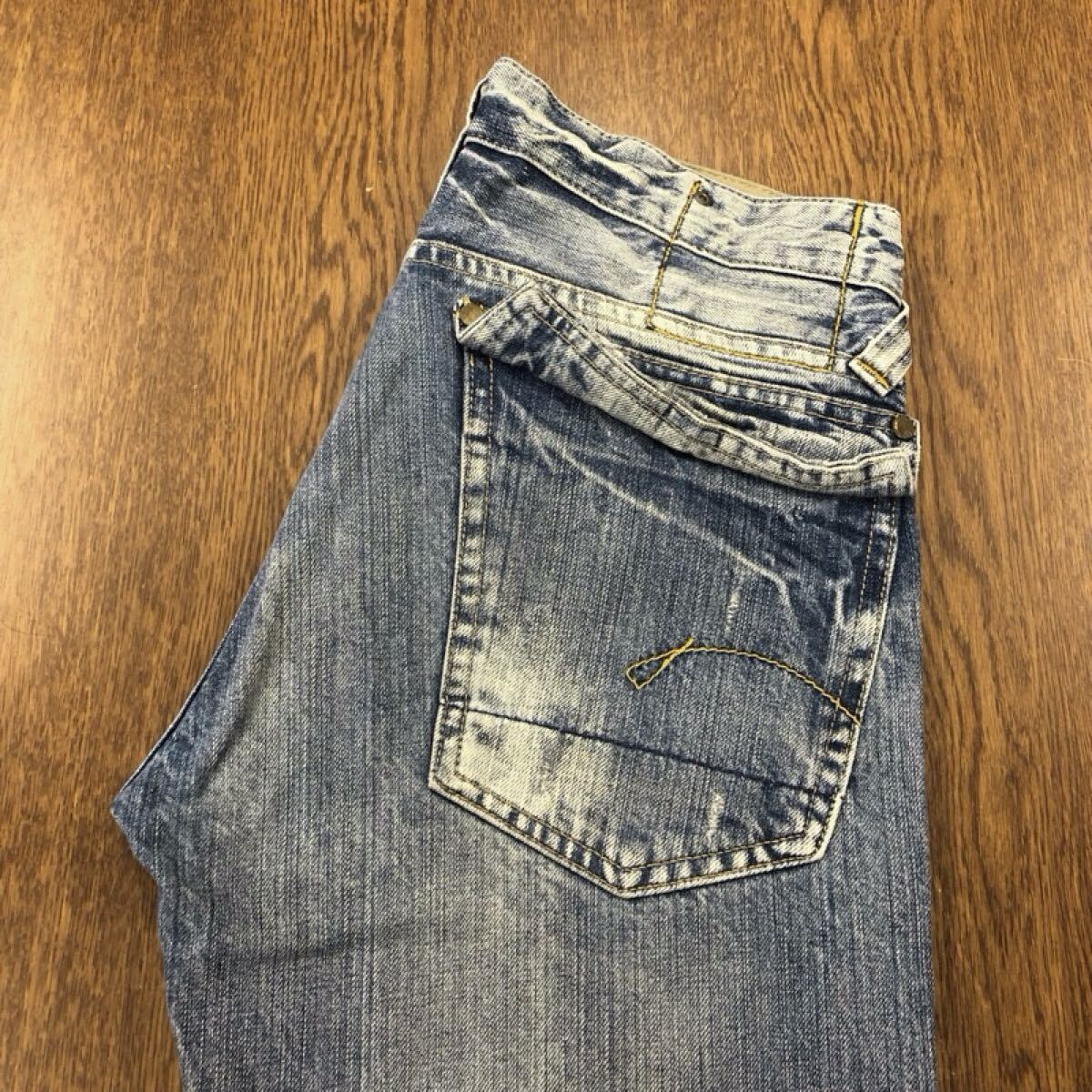 【GI282】G-STAR RAW W30 L30 色落ち加工 ダメージ加工 ブーツカット ジーンズ デニムパンツ ブランド古着 ジースターロウ 送料無料拍卖