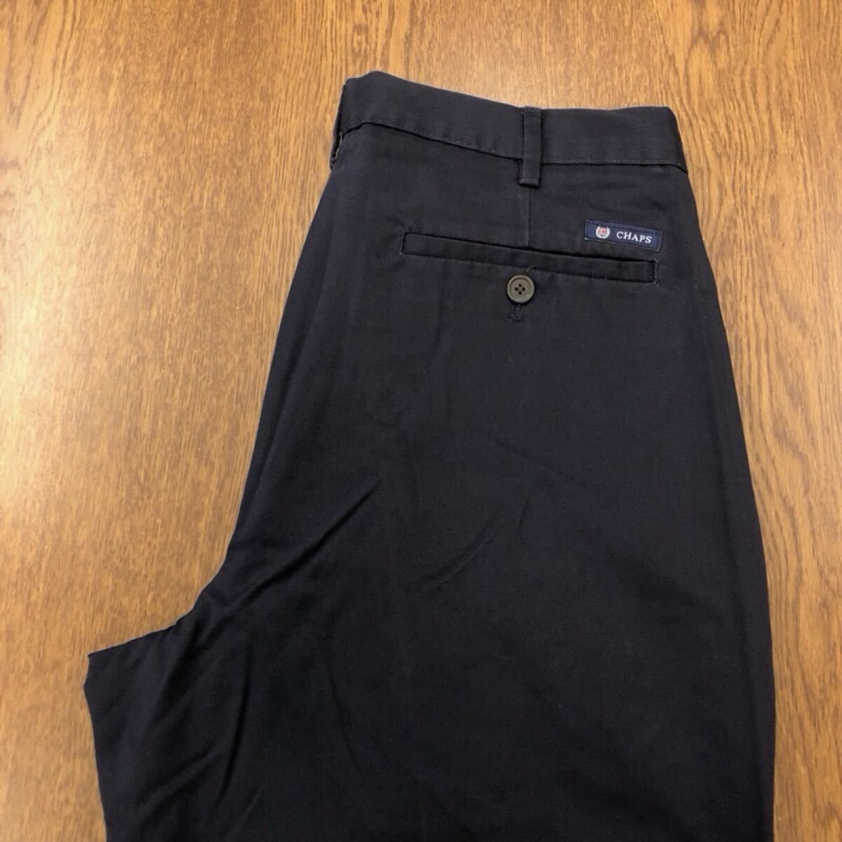 【GI348】CHAPS W32 L32 ツータック 裾折り返し チノパンツ ワークパンツ ネイビー メンズブランド古着 チャップス 送料無料拍卖