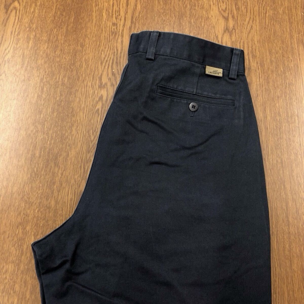 【GI368】LACOSTE 88 ツータック チノパンツ ワークパンツ ネイビー 裾靴擦れ メンズブランド古着 ラコステ 送料無料拍卖