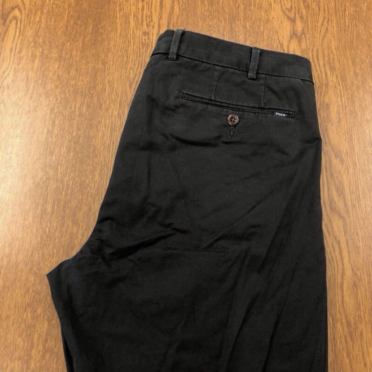 【GI376】POLO RALPH LAUREN W33 L34 チノパンツ ワークパンツ ブラック ストレッチ生地 メンズブランド古着 ポロ ラルフローレン 送料無料拍卖