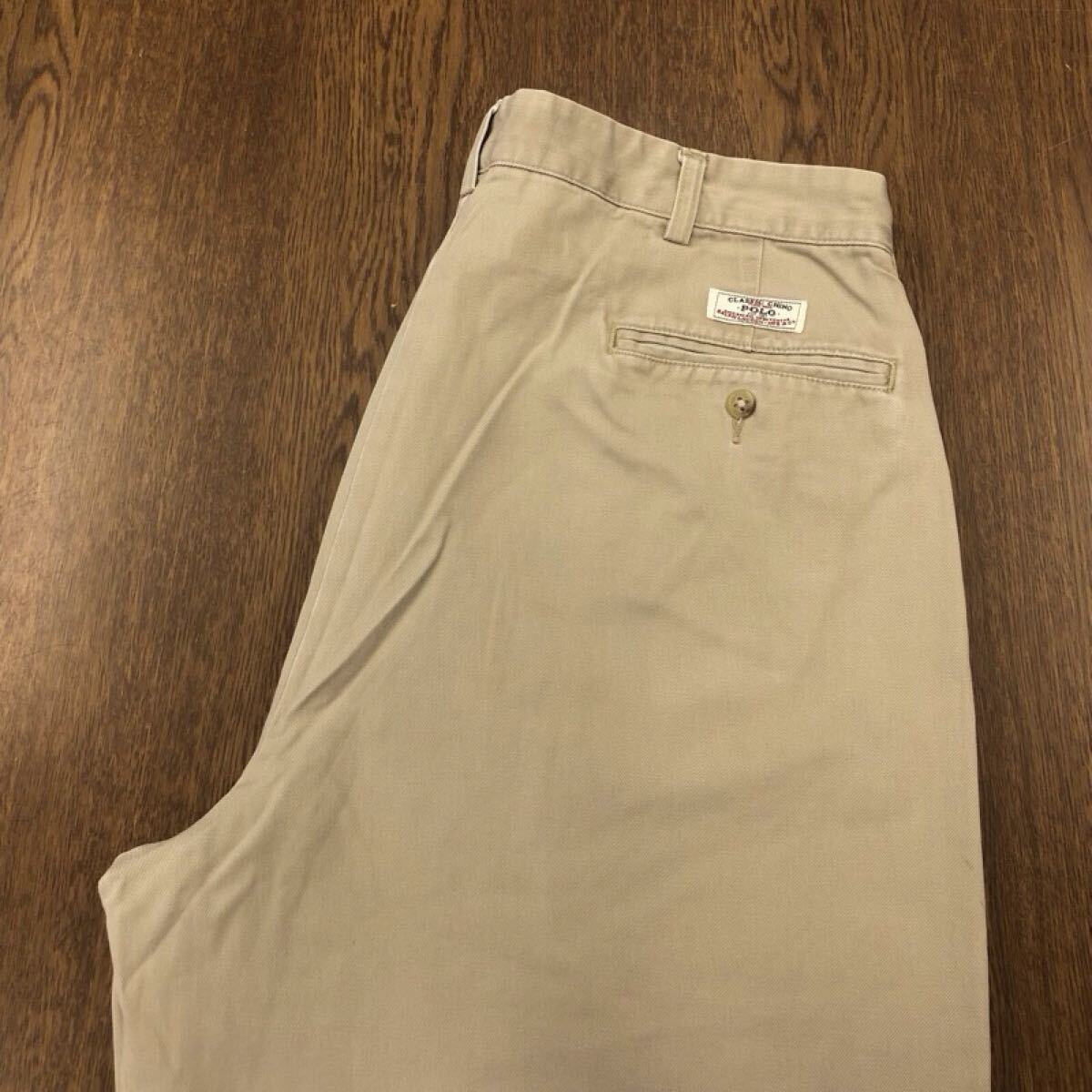 【GI377】POLO by Ralph Lauren W36 L32 ツータック チノパンツ ワークパンツ ベージュ メンズブランド古着 ポロ ラルフローレン 送料無料拍卖