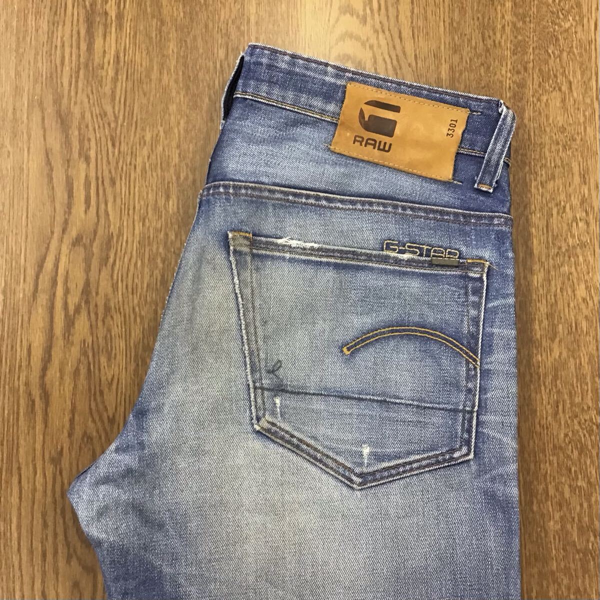 【GI407】G-STAR RAW W33 L34 色落ち加工 ジーンズ ジーパン デニムパンツ メンズブランド古着 ジースターロウ 送料無料拍卖