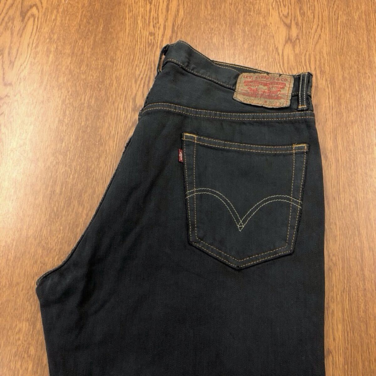 【GI454】Levi's 505 W36 L32 後染め 製品染め ブラック ジーンズ ジーパン デニムパンツ DYEパンツ ブランド古着 リーバイス505 送料無料拍卖