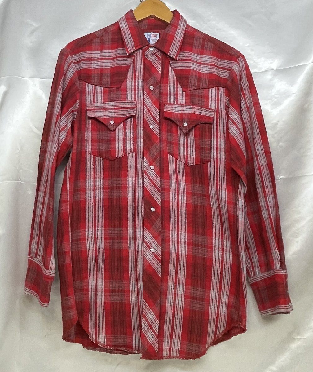 LEVI’S リーバイス ウエスタンシャツ フランネルチェックシャツ 60sサドルマン復刻 61506-70 サイズM レッド拍卖