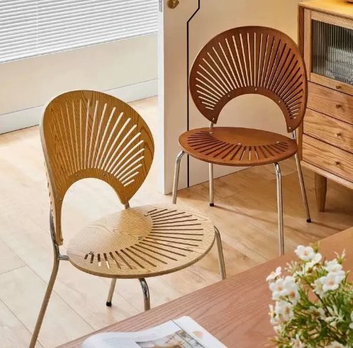 北欧無垢材の貝殻の椅子ダイニングチェアチェア背もたれの椅子ネットレッドの椅子フランスレトロ中古のシンプルなダイニングチェアチェアメ拍卖