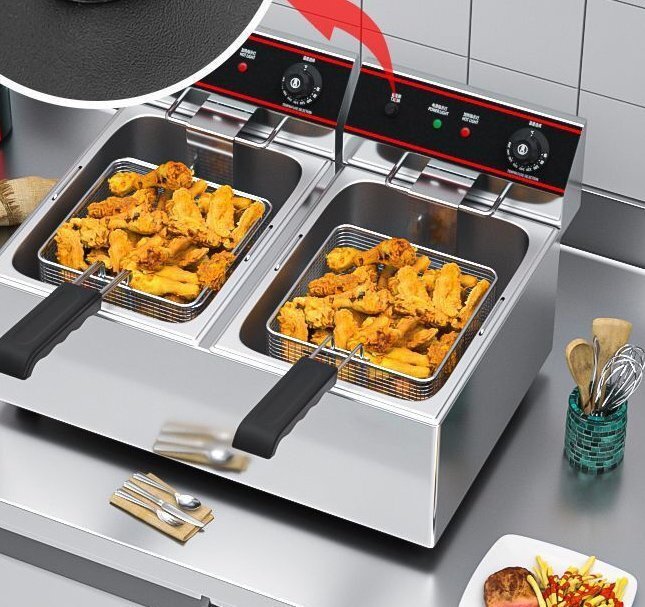 業務用電気揚げ炉厚手の油揚げ鍋唐揚げ串油条設備油揚げ机2気筒電気揚げです拍卖