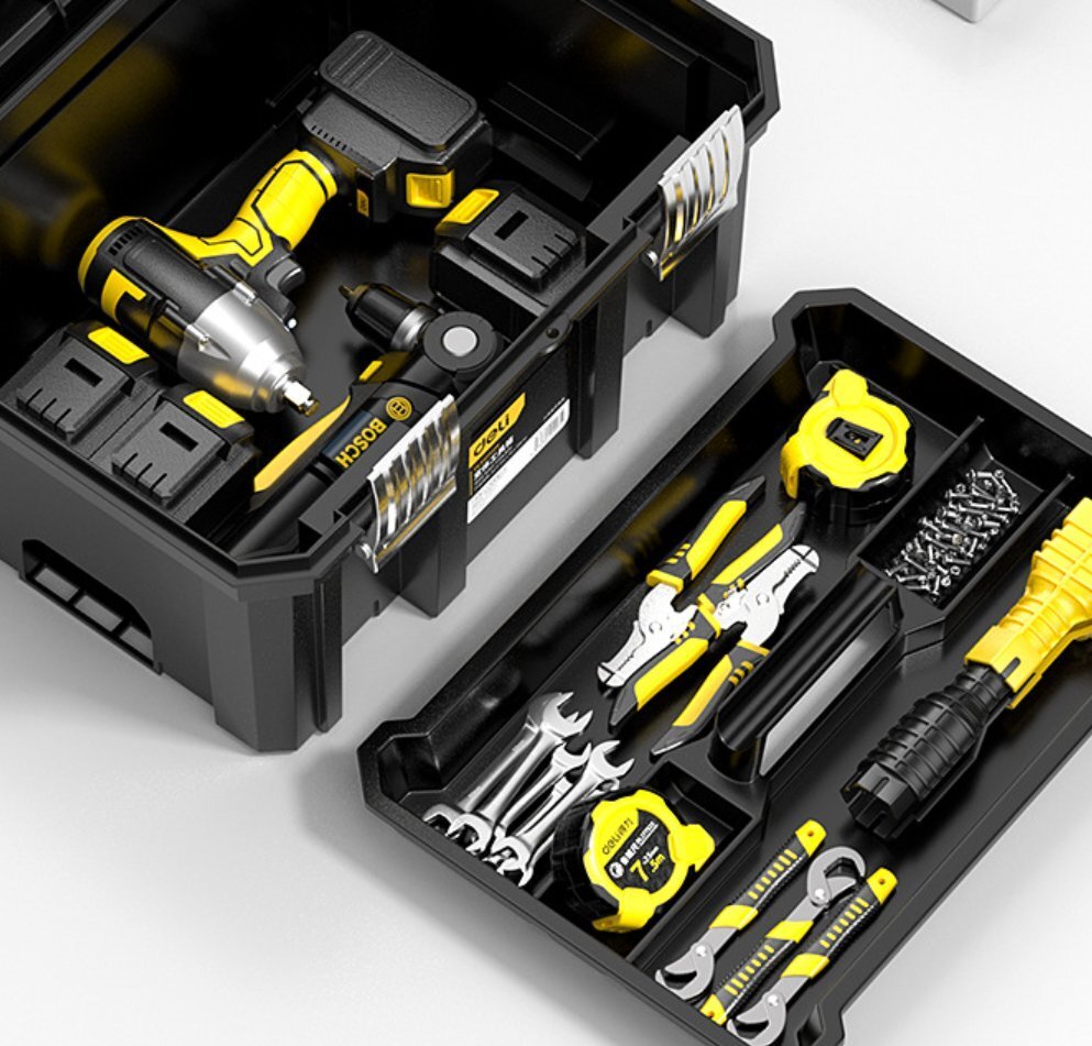 工具箱家庭用多機能金物収納箱工業級電気ハンマー箱電動工具大サイズ22寸拍卖