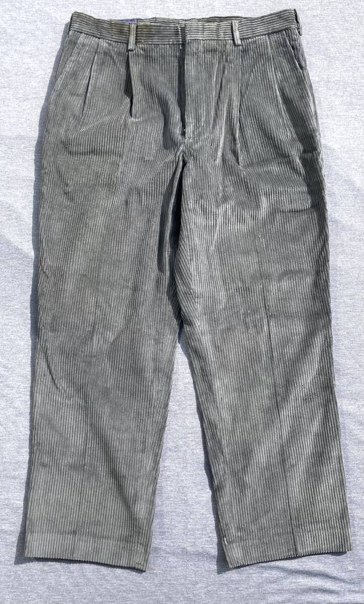 デッド USA製 90s LANDS’END ランズエンド 2タック コーデュロイパンツ スラックス トラウザー W35 ビンテージ拍卖
