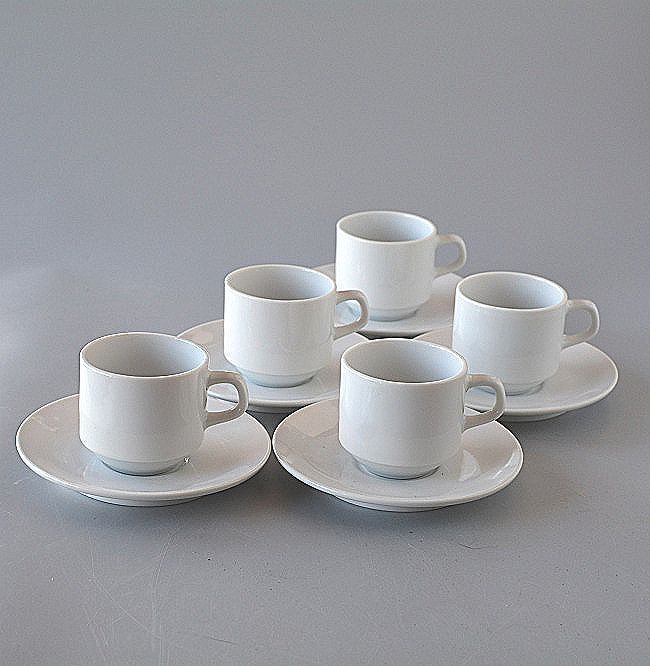 コーヒーカップ&ソーサー 5客セット ホテル仕様 スタッキング拍卖
