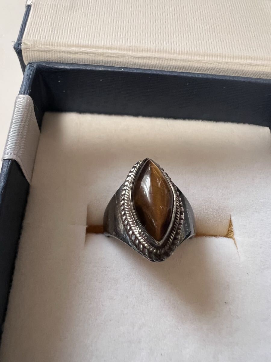 ◆シルバー925 タイガーアイ 指輪 10号◆B-3261拍卖