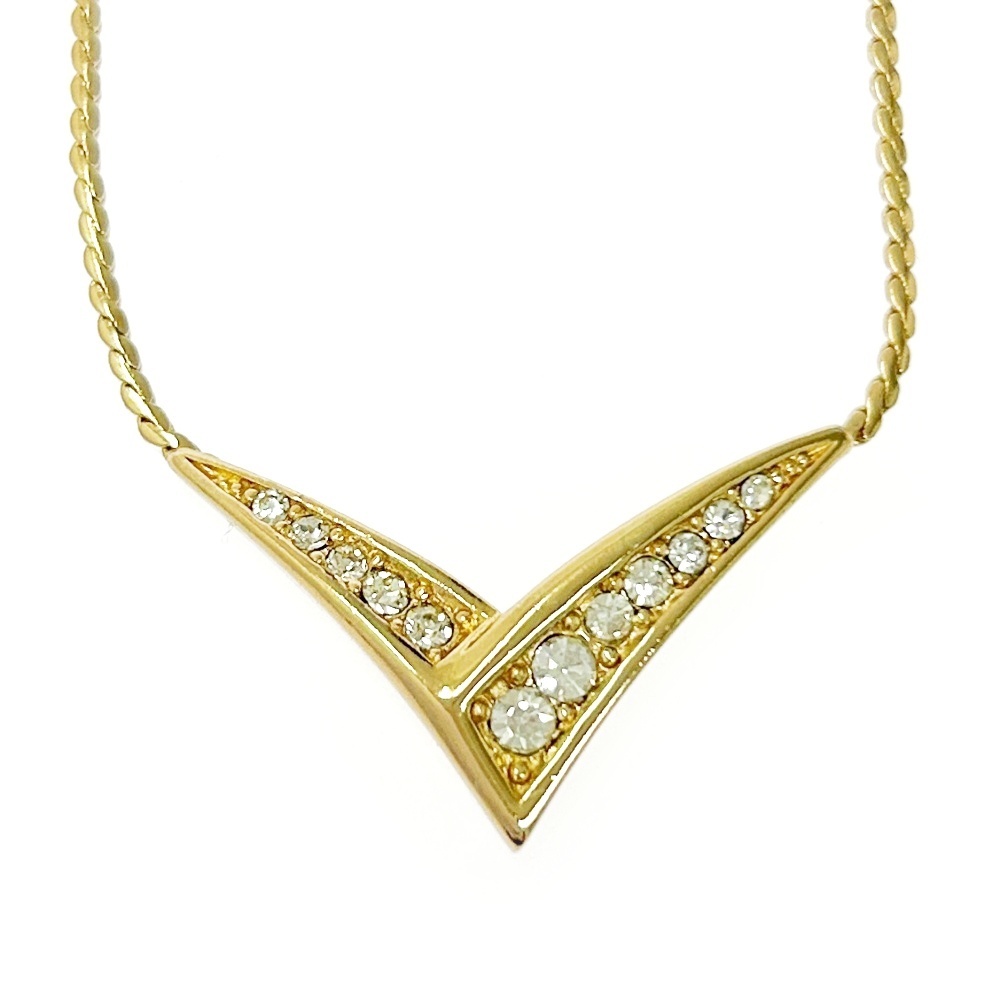 Christian Dior クリスチャンディオール GP ラインストーン Vモチーフ ネックレス ゴールド 466179 ネックレス拍卖