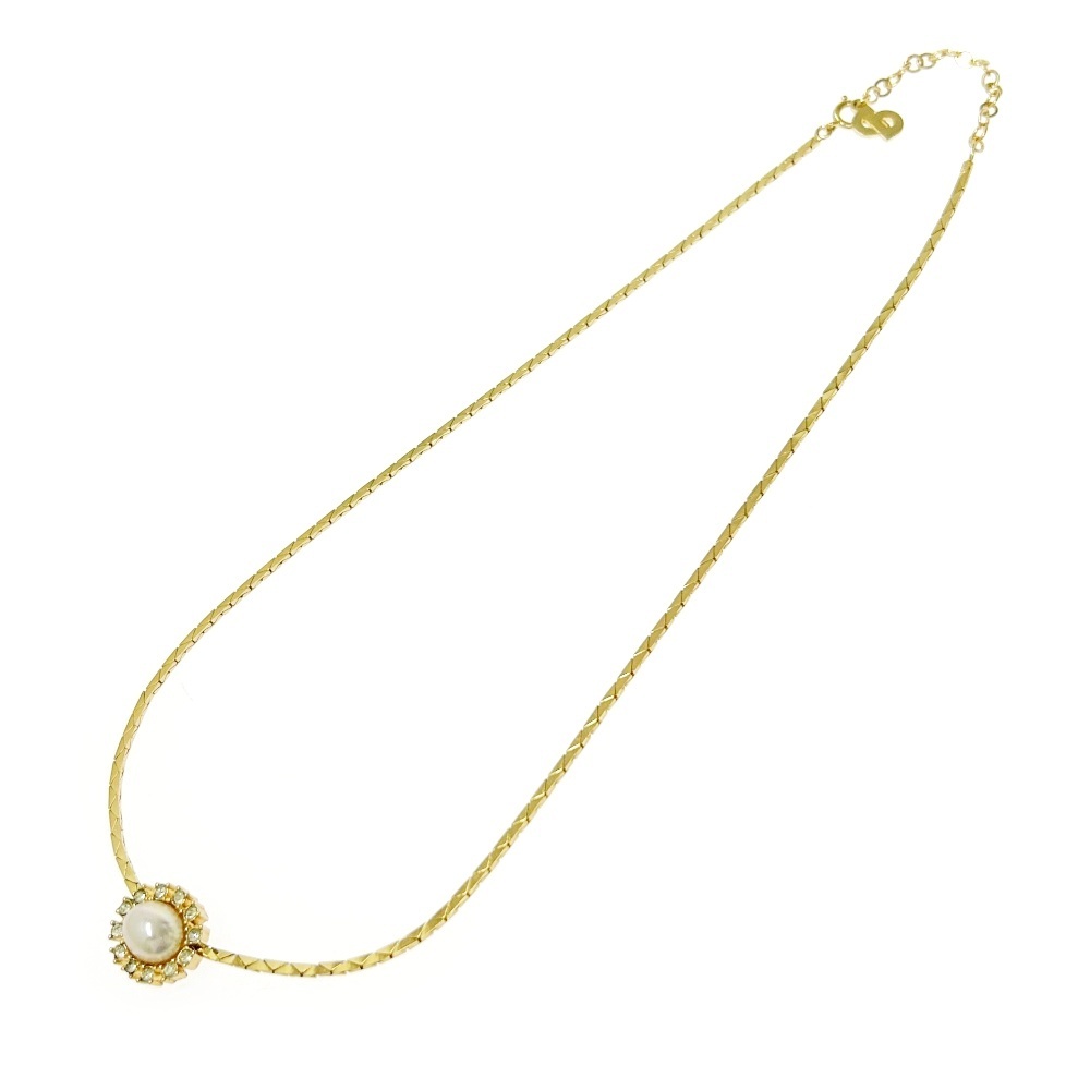 Christian Dior クリスチャンディオール GP ラインストーン パール ネックレス ゴールド 473476 ネックレス拍卖