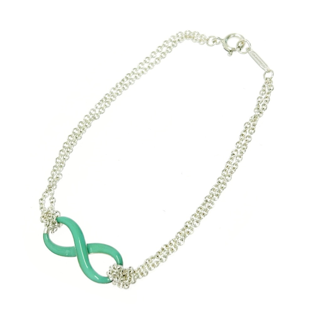 【箱付き】 TIFFANY&Co. ティファニー シルバー インフィニティ ブレスレット 2.6g ブルー 925刻印 481184 ブレスレット拍卖