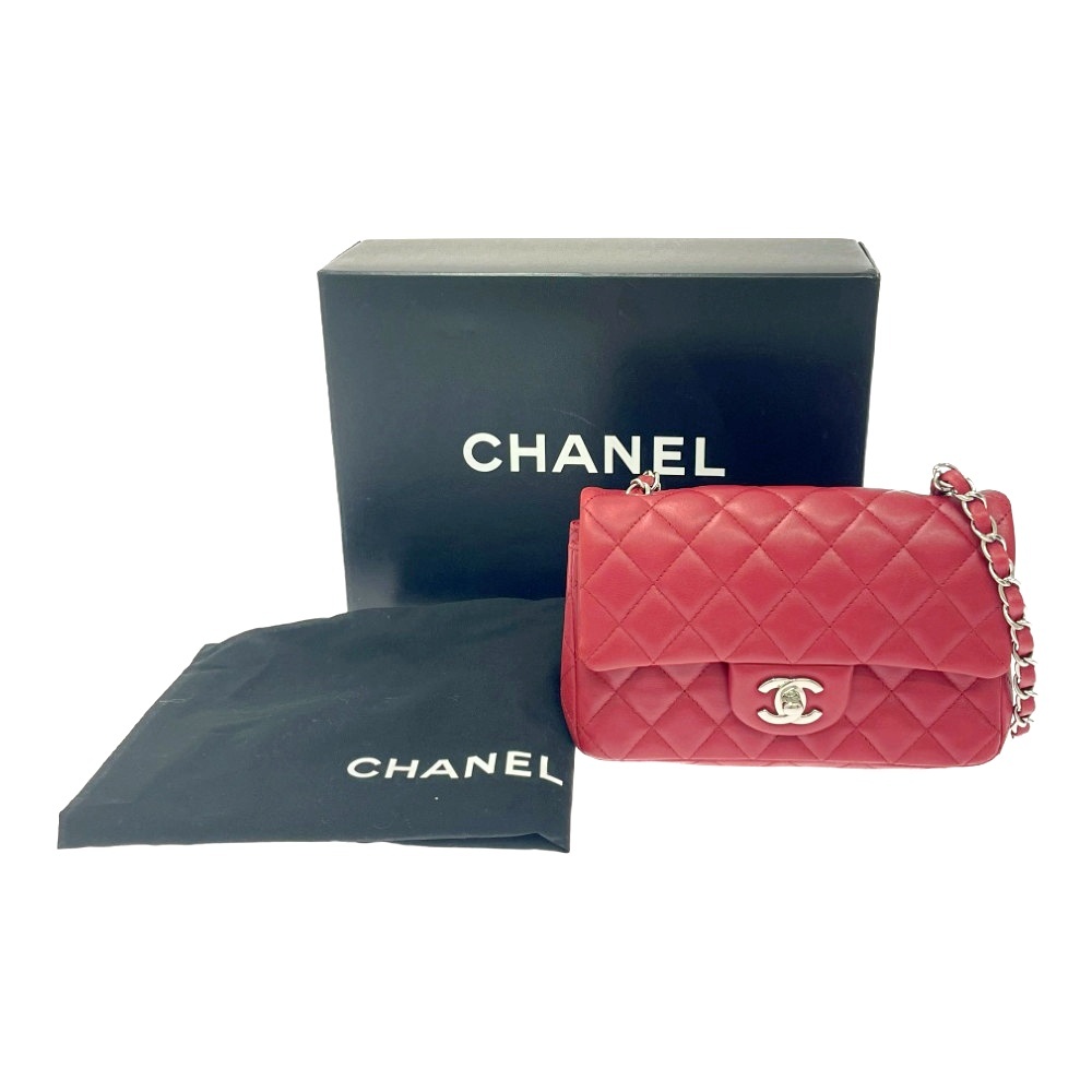 【箱付き】 CHANEL シャネル マトラッセ ラムスキン ミニチェーンショルダーバッグ レッド 484994 ショルダーバッグ拍卖