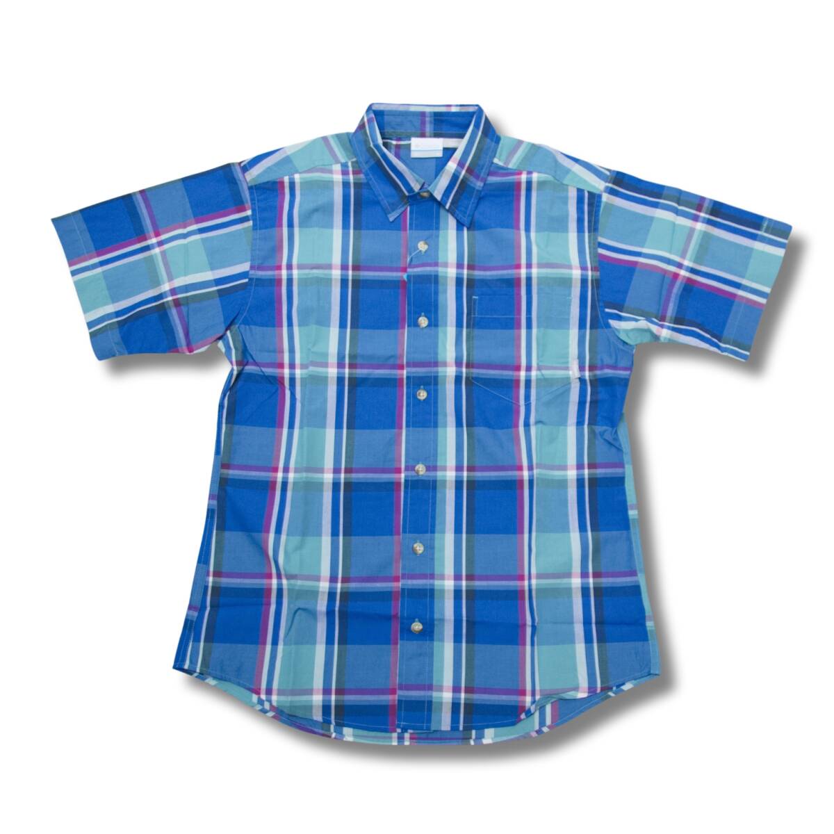 即決☆コロンビア ブッシュ半袖シャツ BLU/Mサイズ M ネコポス UVケア 吸湿速乾 キャンプ トレッキング デイリー ブルー系拍卖