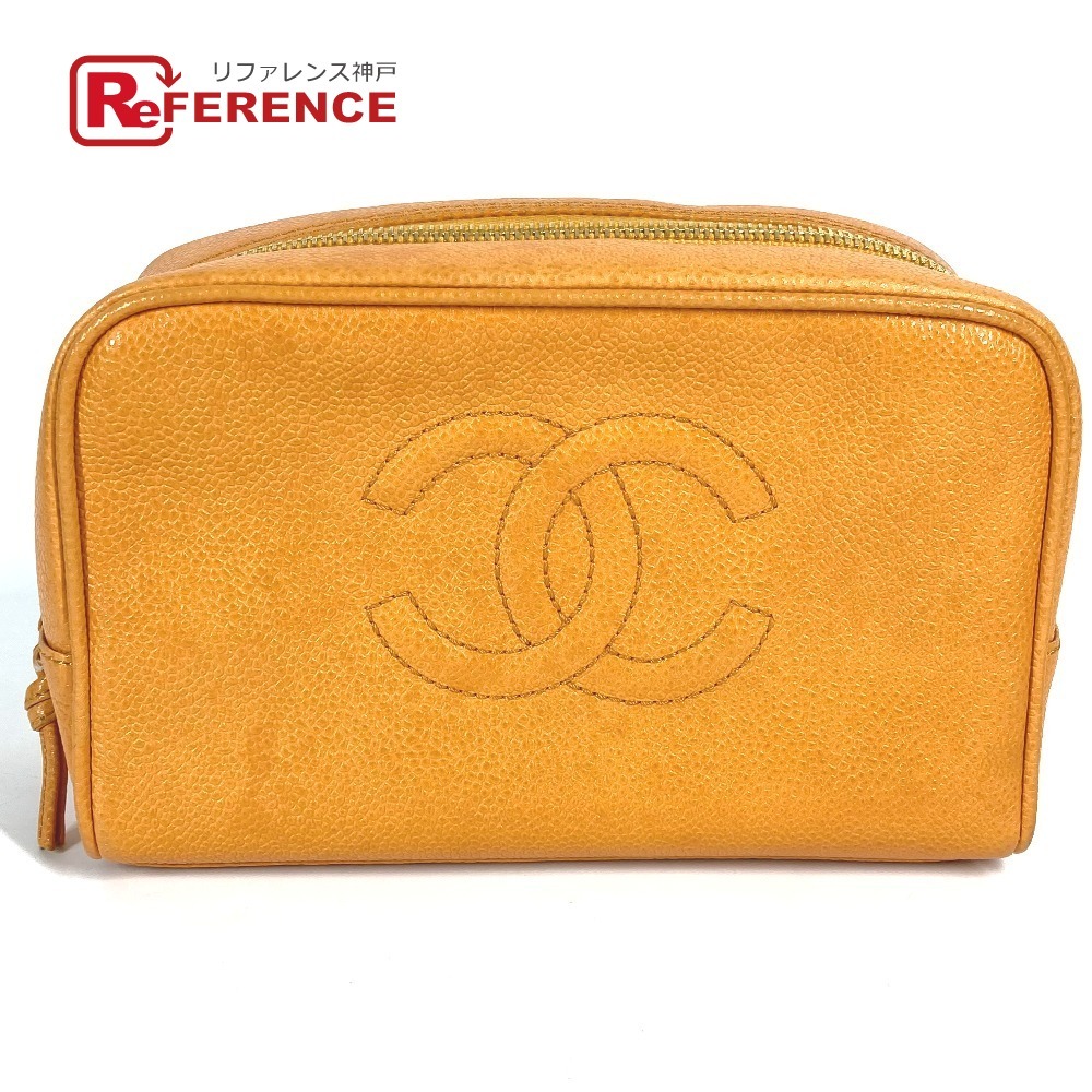 CHANEL シャネル CC ココマーク ロゴ セカンドバッグ カバン ヴィンテージ ポーチ イエロー系 レディース【中古】拍卖