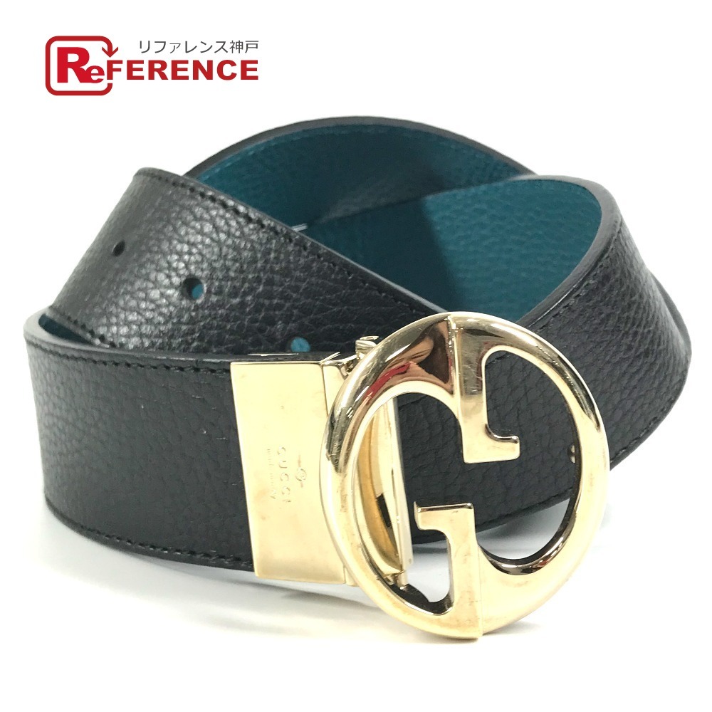 GUCCI グッチ 450000 ダブルG GG ロゴ ボトムス用ベルト バックル ベルト ブラック メンズ【中古】拍卖