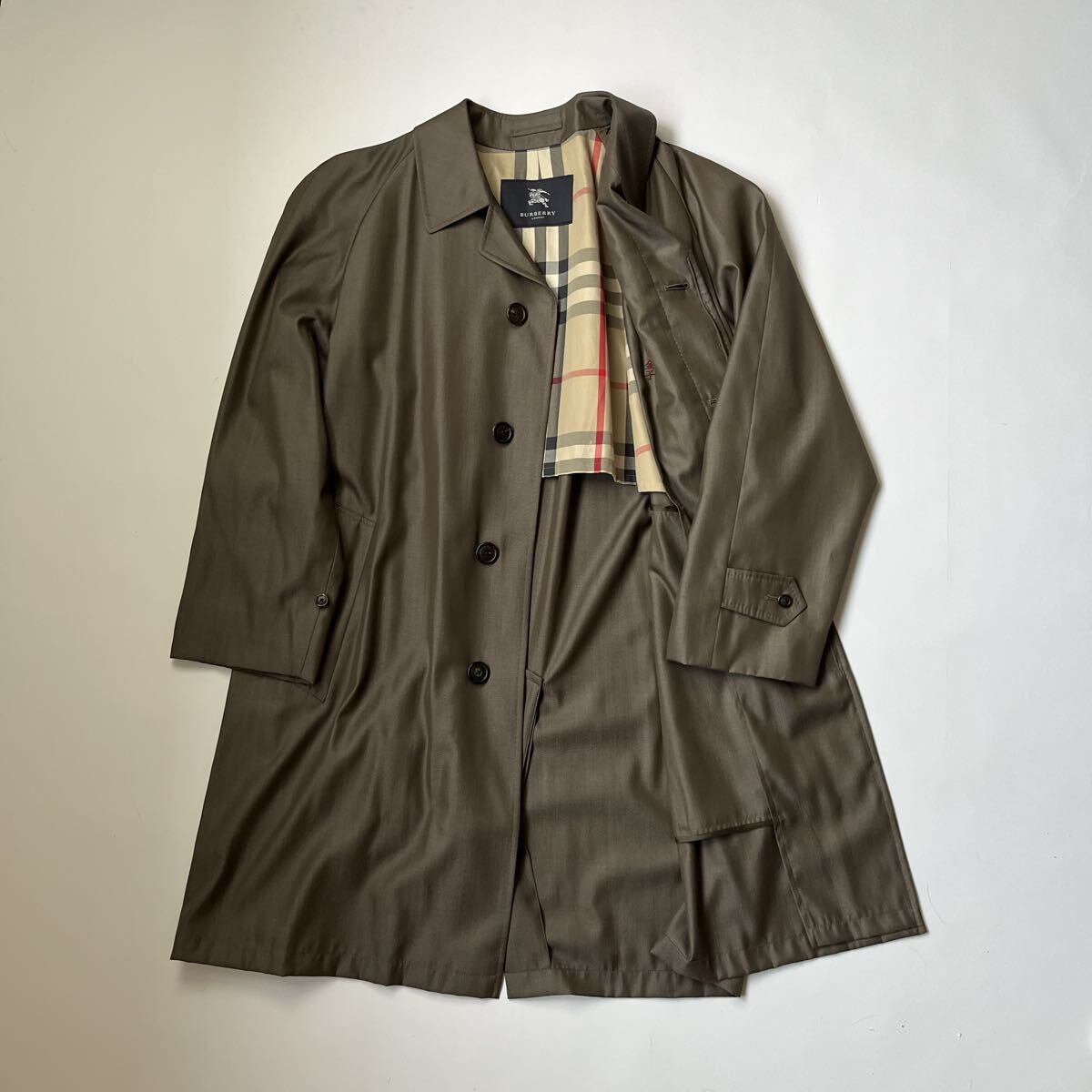 バーバリーロンドン コート 羊毛 ウール L ノバチェック ステンカラー バルマ Burberrys拍卖
