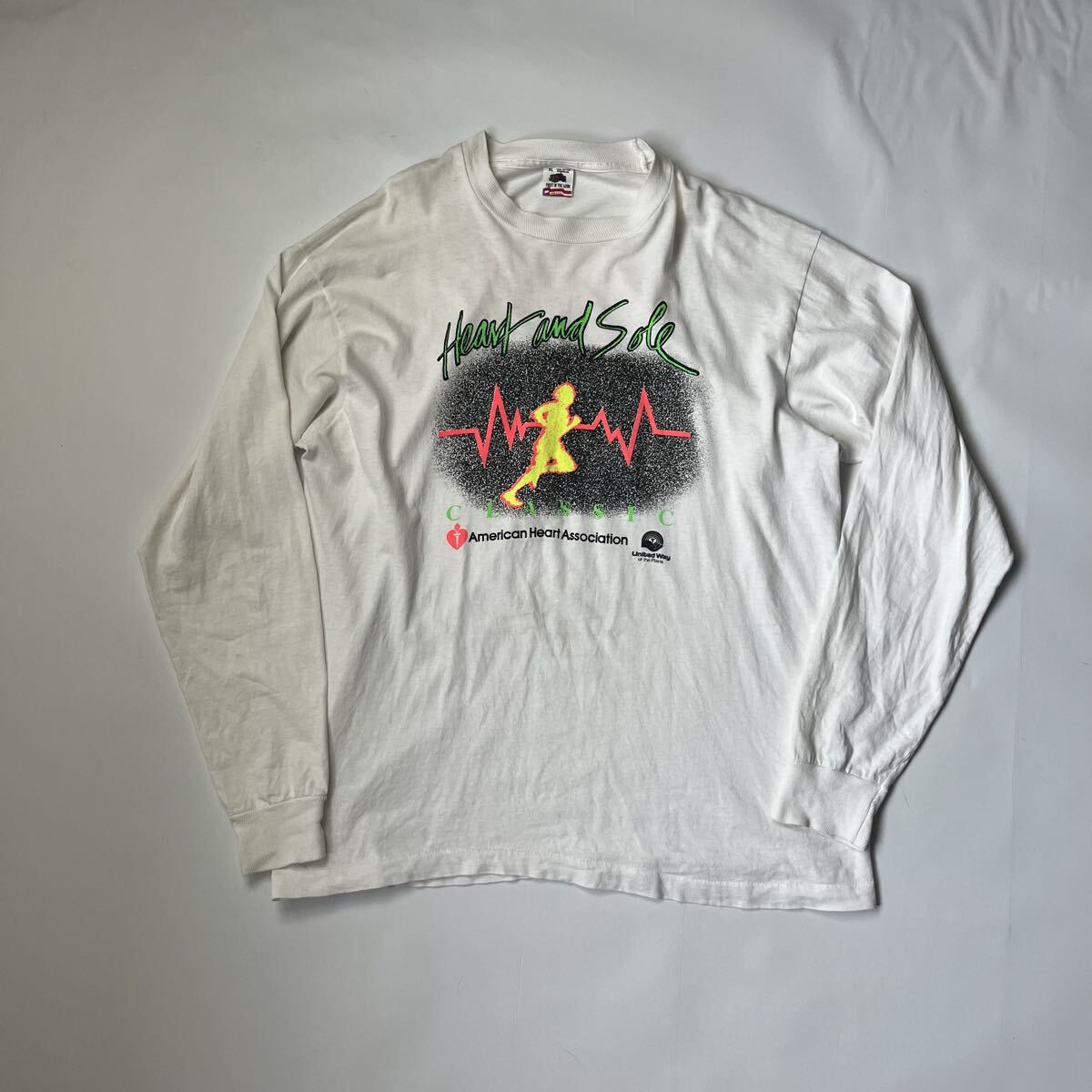 90S USA製 長袖 tシャツ ロンt 企業 白 XL ホワイト ランニング 拍卖