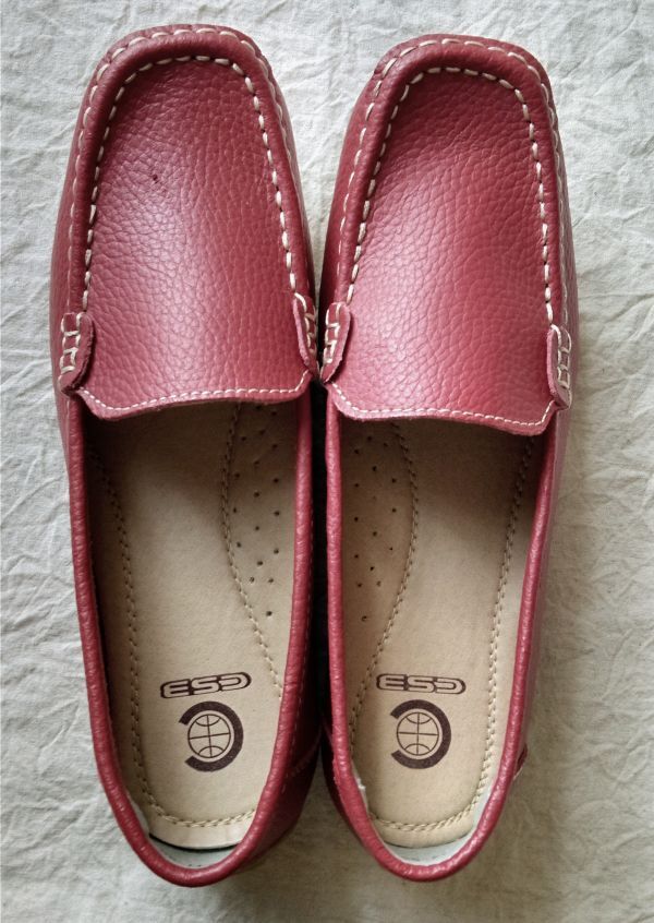 訳あり 24cm レディース 本革 ドライビングシューズ ローファー スリッポン レッド 541 アウトレット No.0928拍卖