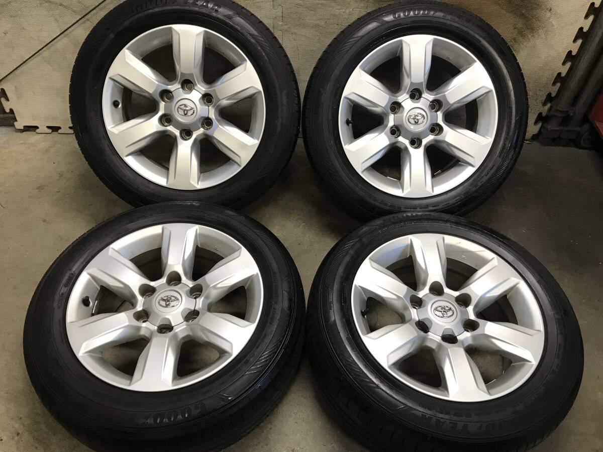 200系ハイエース【215/60R17】溝有22年製グッドイヤー タイヤ【17×7.5J+25 PCD139.7 6H】150系プラド純正アルミホイール 4本拍卖