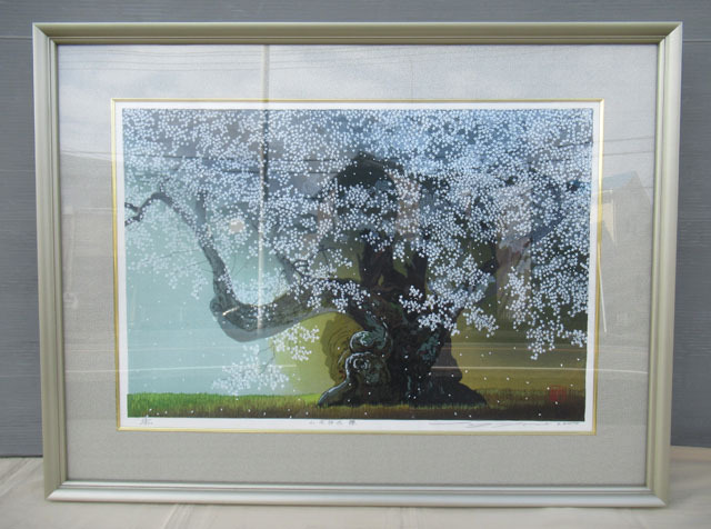 即決■真作 佐野せいじ 木版画 山高神代櫻 直筆サイン■桜 ぬ-71拍卖