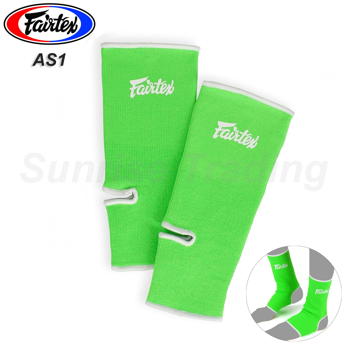 送料無料 新品 Fairtex フェアテックス AS1 アンクルサポーター グリーンフリーサイズ 伸縮タイプ ムエイタイ キックボクシング MMA 格闘技拍卖