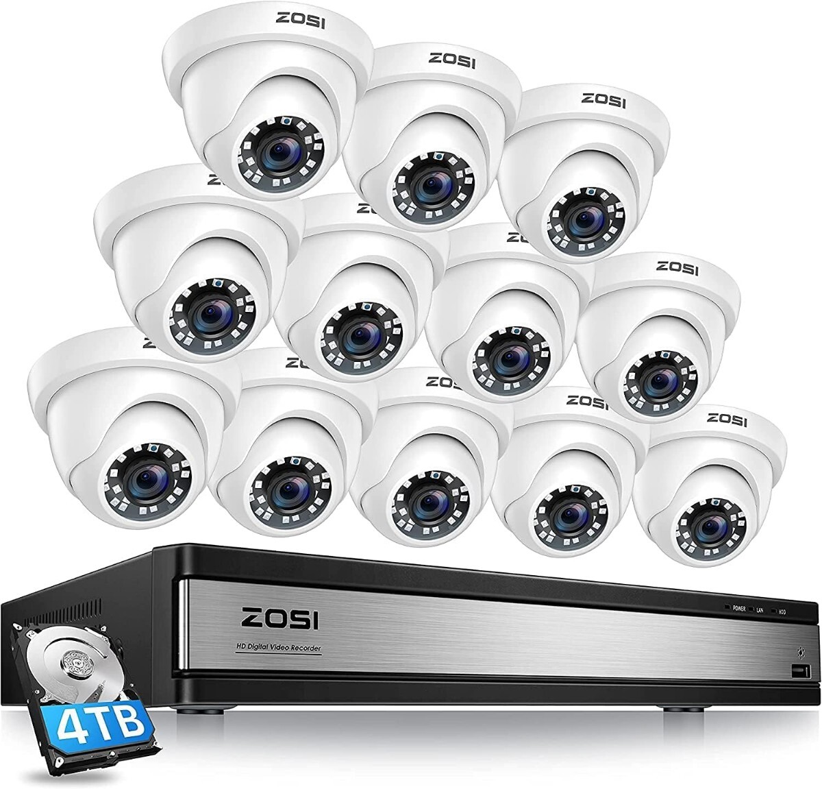 ZOSI 1080P 200万画素 防犯カメラ12台セット 16ch 4tb屋外 フルハイビジョン 防犯カメラ防犯レコーダー 暗視撮影 パソコンやスマホ拍卖