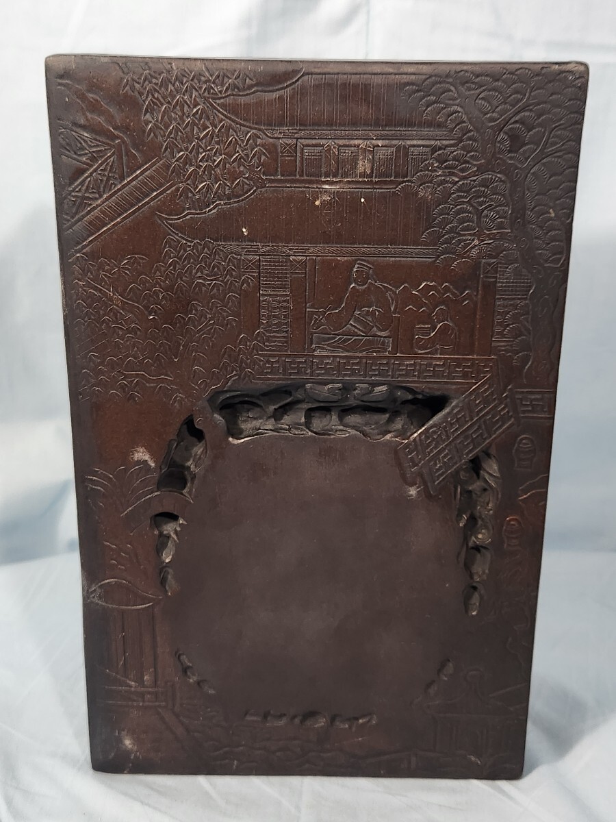 何其仁作 中国古玩 硯 古硯 時代物 書道具 骨董品 中国美術 重さ約5kg 拍卖