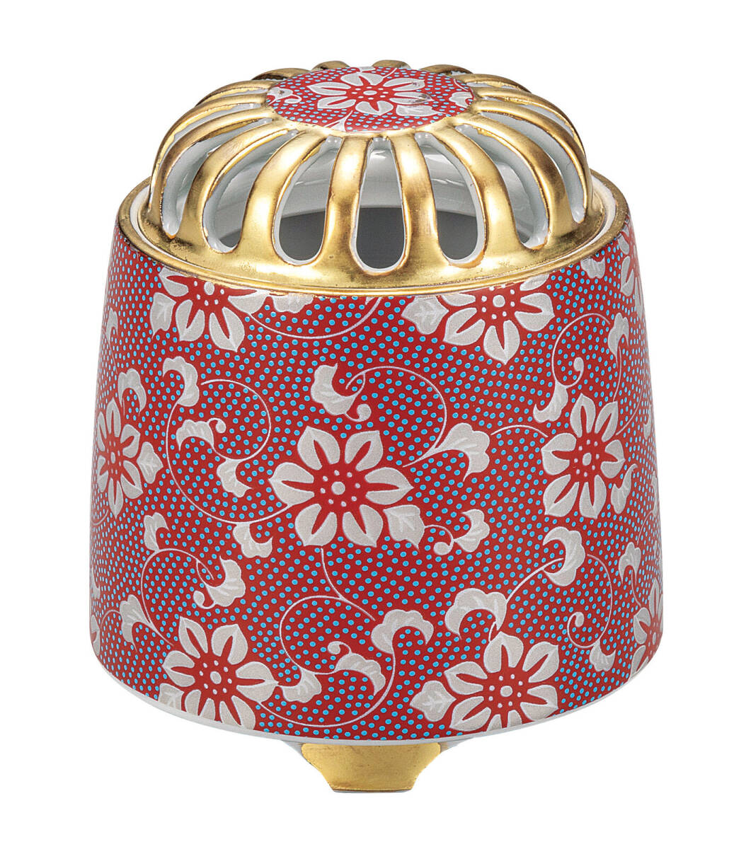 九谷焼! ☆赤鉄仙・香炉☆ K9-1490 新品 茶道具 リラクゼーション ギフト拍卖