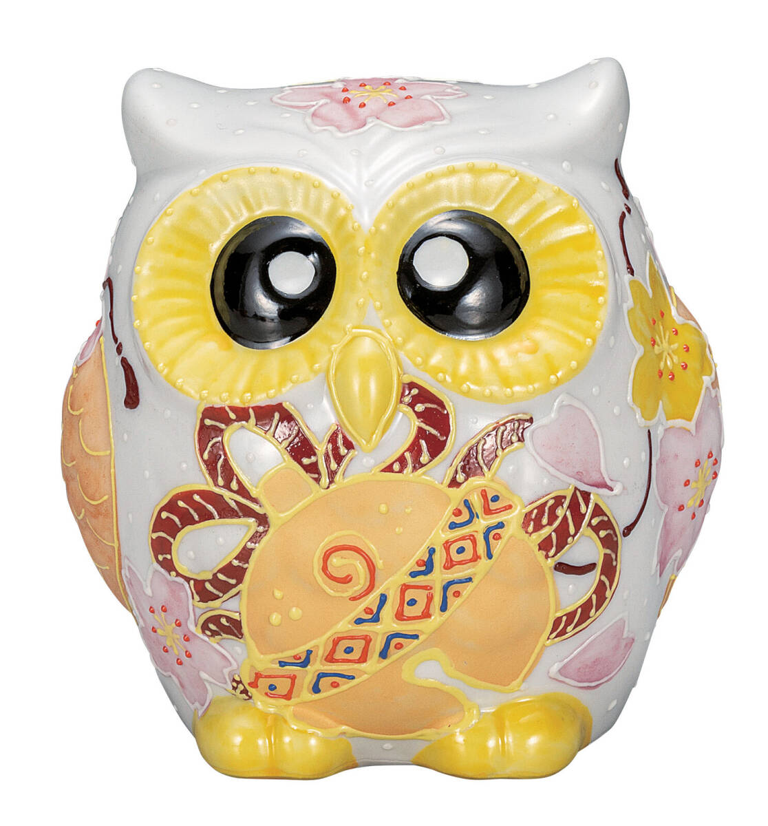 九谷焼! ☆福鈴・ふくろう3.5号☆ K9-1687 新品 商売繁盛 縁起物 千客万来 開運 置物 招き猫 ギフト拍卖