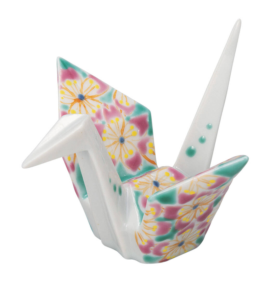 九谷焼! ☆桜・折り鶴号☆ K9-1719 新品 商売繁盛 縁起物 千客万来 開運 置物 招き猫 ギフト拍卖