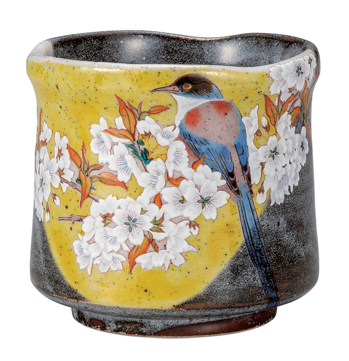 九谷焼! ☆山桜に鳥・湯呑☆ K9-708 新品 汲出 煎茶 ほうじ茶 茶器 ギフト拍卖