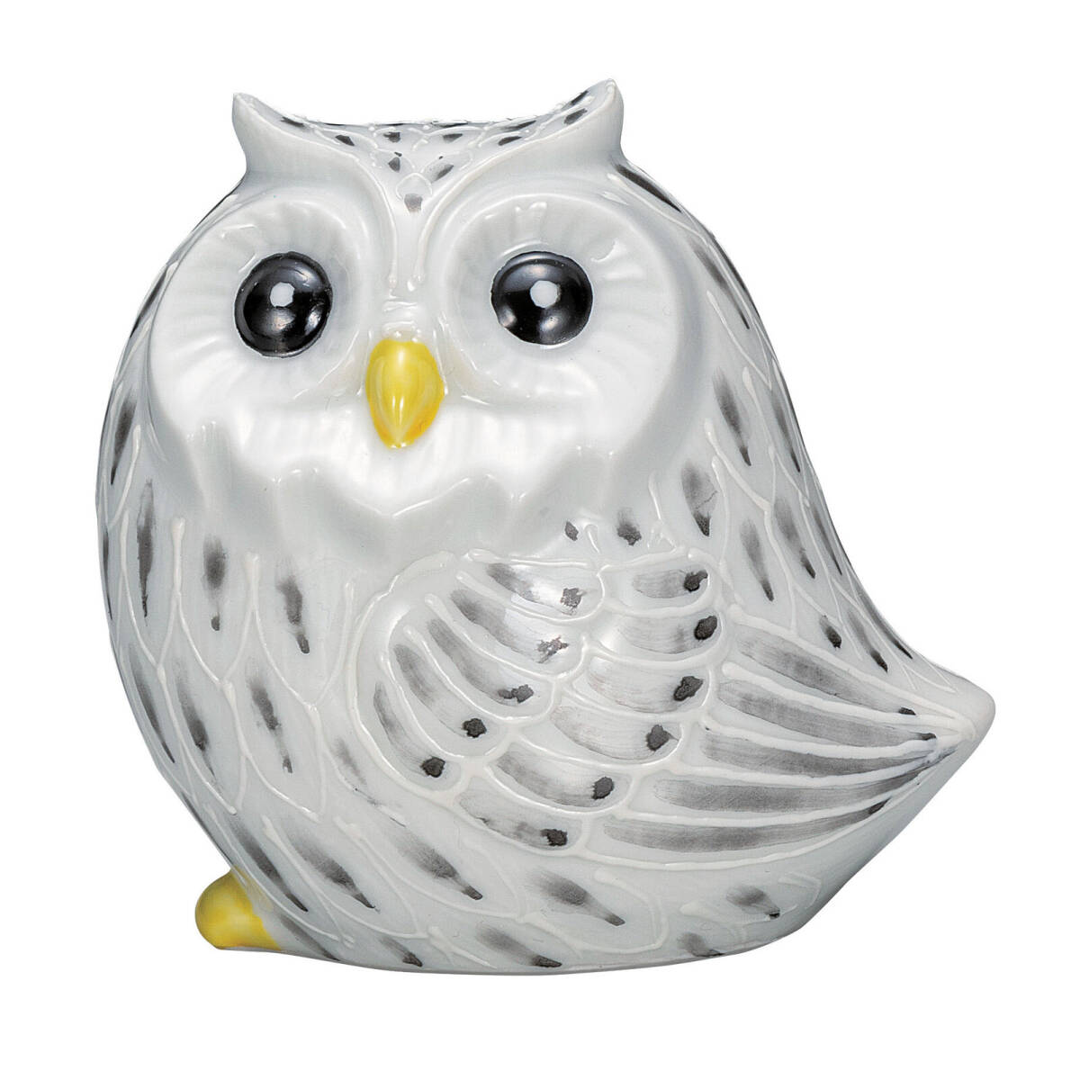 九谷焼! ☆白盛黒・ふくろう3.2号☆ K9-1692 新品 商売繁盛 縁起物 千客万来 開運 置物 招き猫 ギフト拍卖