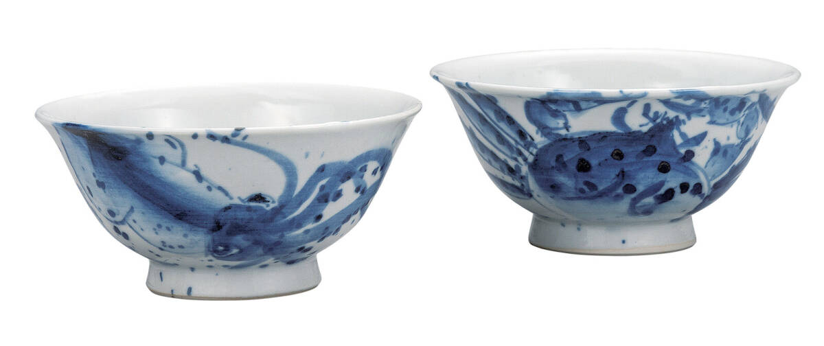 九谷焼! 佐藤剛志 ☆海の幸・組ご飯茶碗☆ 新品 K9-561 飯碗 飯茶碗 丼 どんぶり 鉢 多用丼 碗 プレート ギフト拍卖