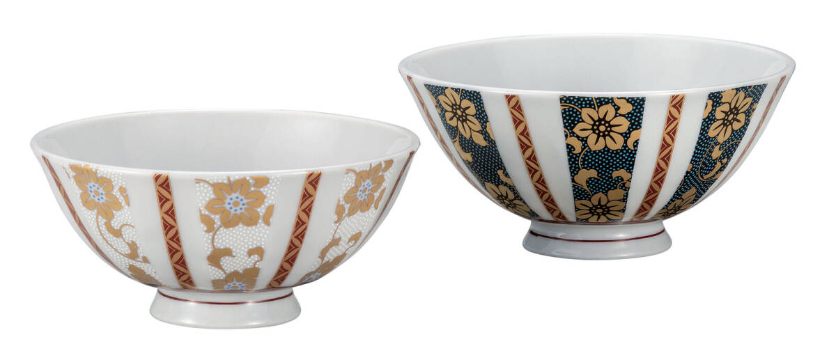 九谷焼! ☆鉄仙文・組ご飯茶碗☆ 新品 K9-571 飯碗 飯茶碗 丼 どんぶり 鉢 多用丼 碗 プレート ギフト拍卖