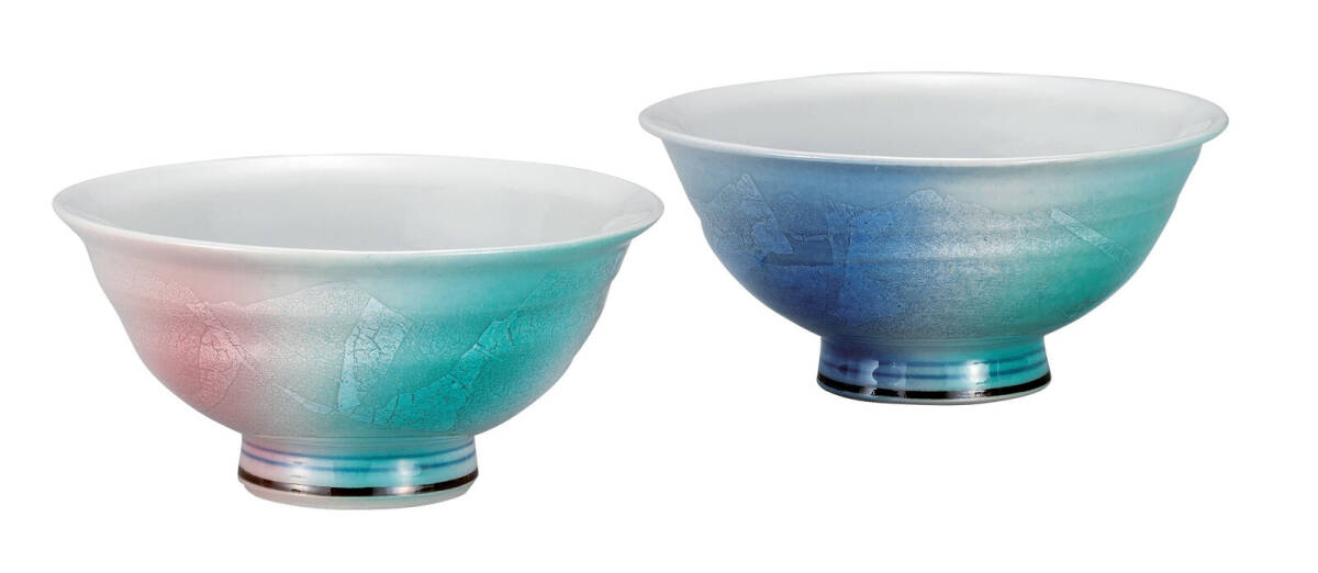 九谷焼! 北村利夫 ☆二色銀彩・組ご飯茶碗☆ 新品 K9-575 飯碗 飯茶碗 丼 どんぶり 鉢 多用丼 碗 プレート ギフト拍卖