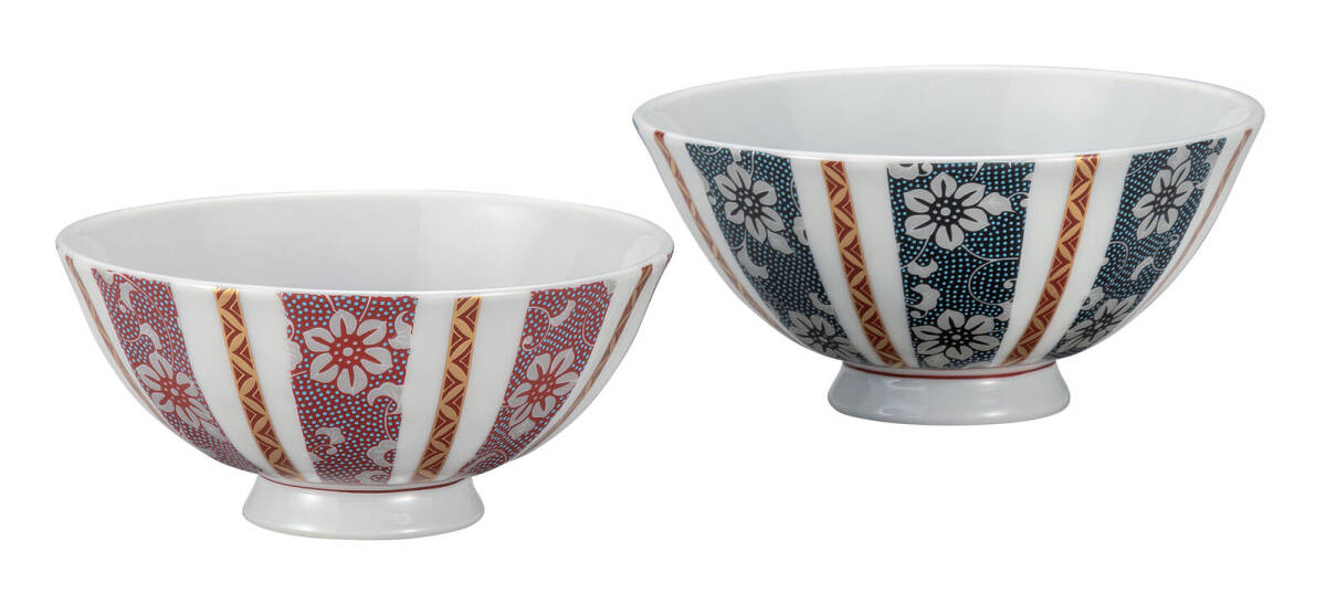 九谷焼! ☆鉄仙文・組ご飯茶碗☆ 新品 K9-572 飯碗 飯茶碗 丼 どんぶり 鉢 多用丼 碗 プレート ギフト拍卖