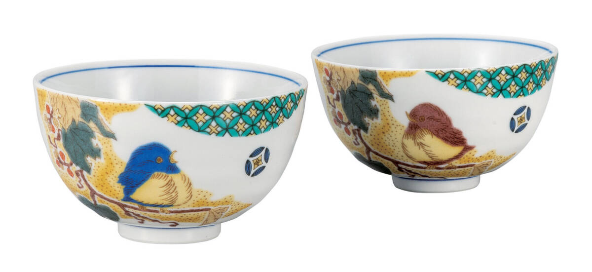 九谷焼! ☆小紋吉田屋雀・組ご飯茶碗☆ 新品 K9-520 飯碗 飯茶碗 丼 どんぶり 鉢 多用丼 碗 プレート ギフト拍卖