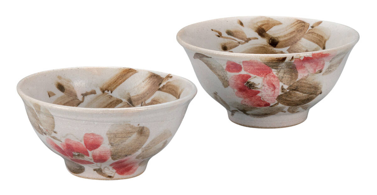 九谷焼! 創楽庵 ☆染椿・組ご飯茶碗☆ 新品 K9-552 飯碗 飯茶碗 丼 どんぶり 鉢 多用丼 碗 プレート ギフト拍卖