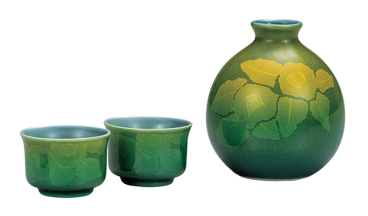 九谷焼! ☆銀山茶花晩酌酒器☆ K9-1237 新品 酒盃 サカズキ 杯 盃 お猪口 馬上杯 ギフト拍卖