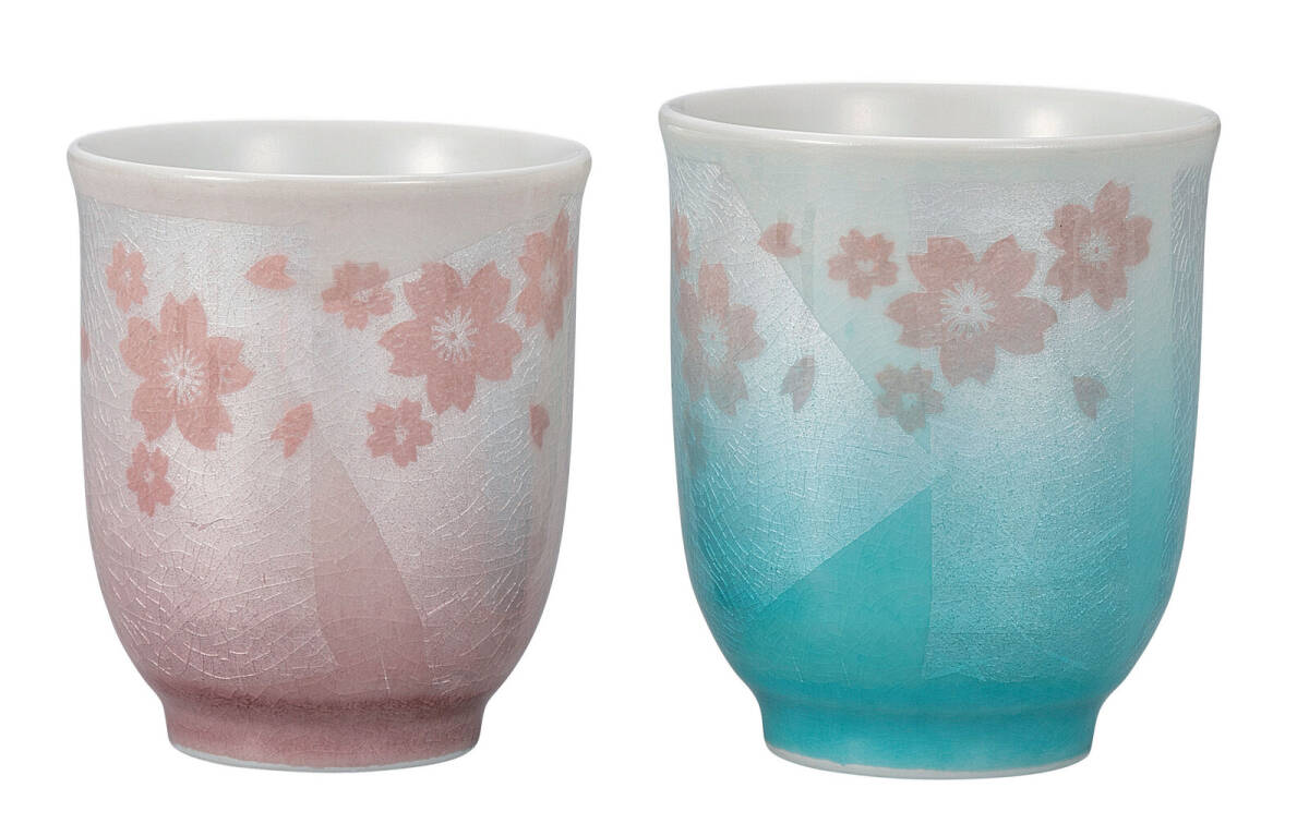 九谷焼! ☆銀彩さくら・組湯呑☆ K9-791 新品 汲出 煎茶 ほうじ茶 茶器 ギフト拍卖
