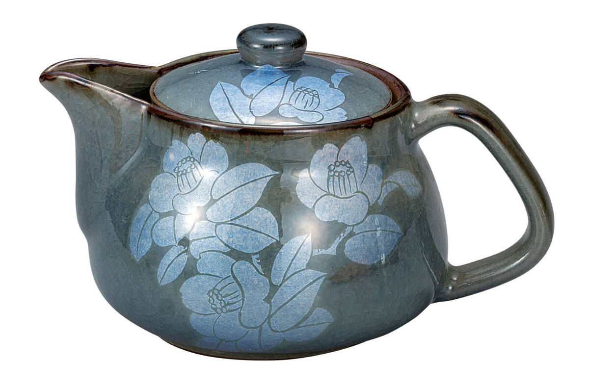 九谷焼! ☆銀山茶花・ポット急須☆ K9-612 新品 コーヒー 紅茶 ミルク ラテ エスプレッソ カプチーノ 茶器 ギフト拍卖