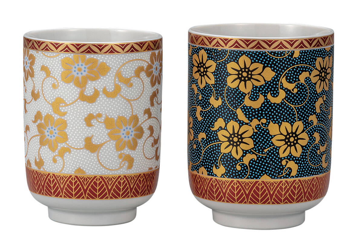 九谷焼! ☆コンビ鉄仙・組湯呑☆ K9-797 新品 汲出 煎茶 ほうじ茶 茶器 ギフト拍卖