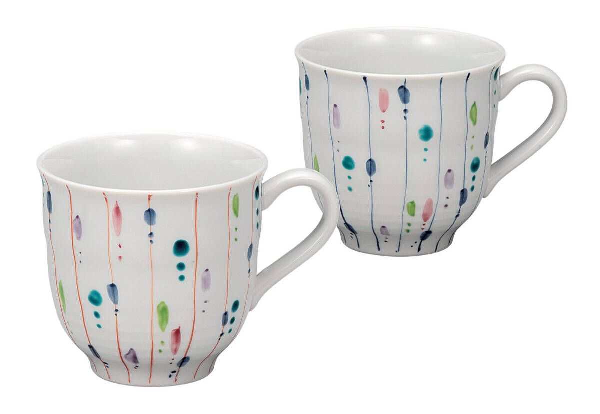 九谷焼! ☆彩十草 ペアマグカップ☆ K9-1023 新品 茶器 コーヒー 紅茶 ミルク ラテ エスプレッソ カプチーノ ギフト拍卖