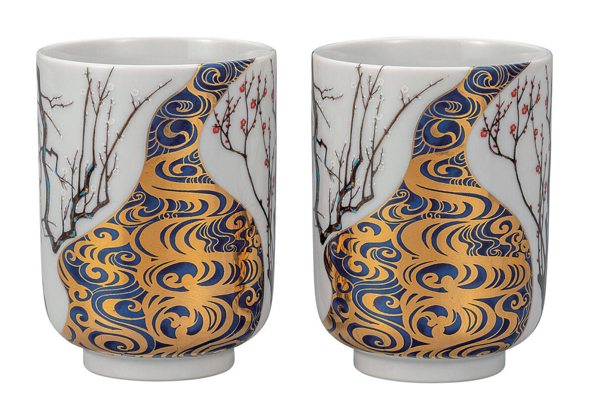 九谷焼! ☆光琳梅・組湯呑☆ K9-755 新品 汲出 煎茶 ほうじ茶 茶器 ギフト拍卖